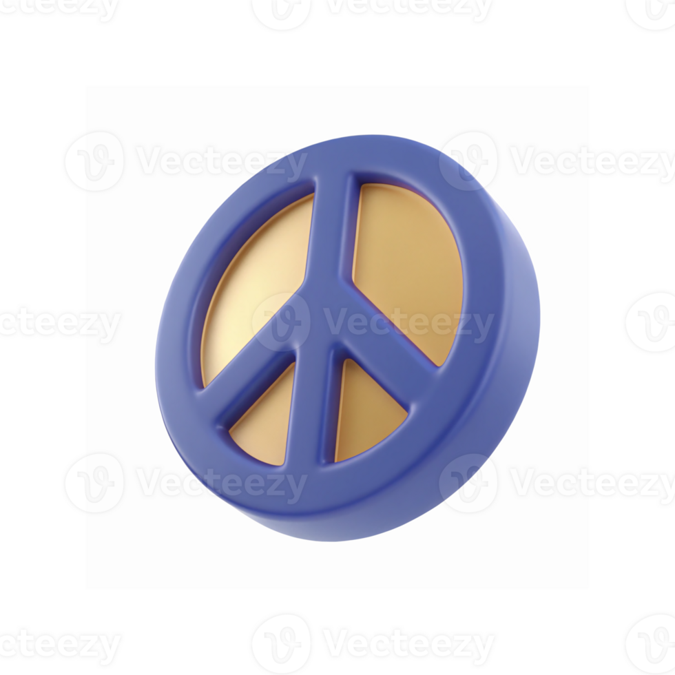 Blue Peace Symbol Icon with Gold Background for Harmony and Unity Concepts on Transparent Background png