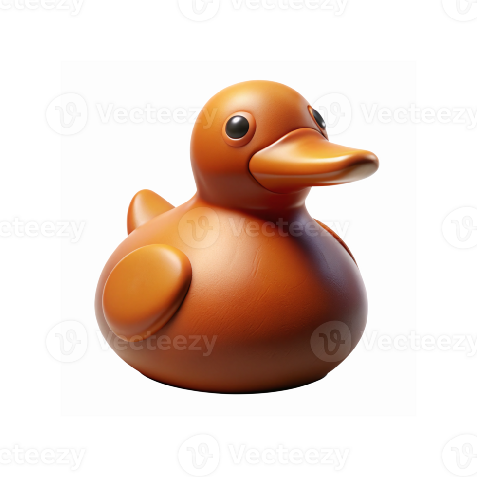 Bright Orange Rubber Duck Toy with Smooth Surface and Glossy Finish Ideal for Kids Play png