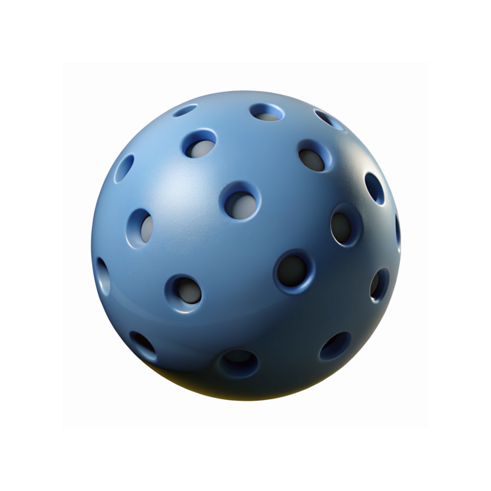 Blue Perforated Plastic Ball with Circular Holes for Sports and Recreational Games on Transparent Background png