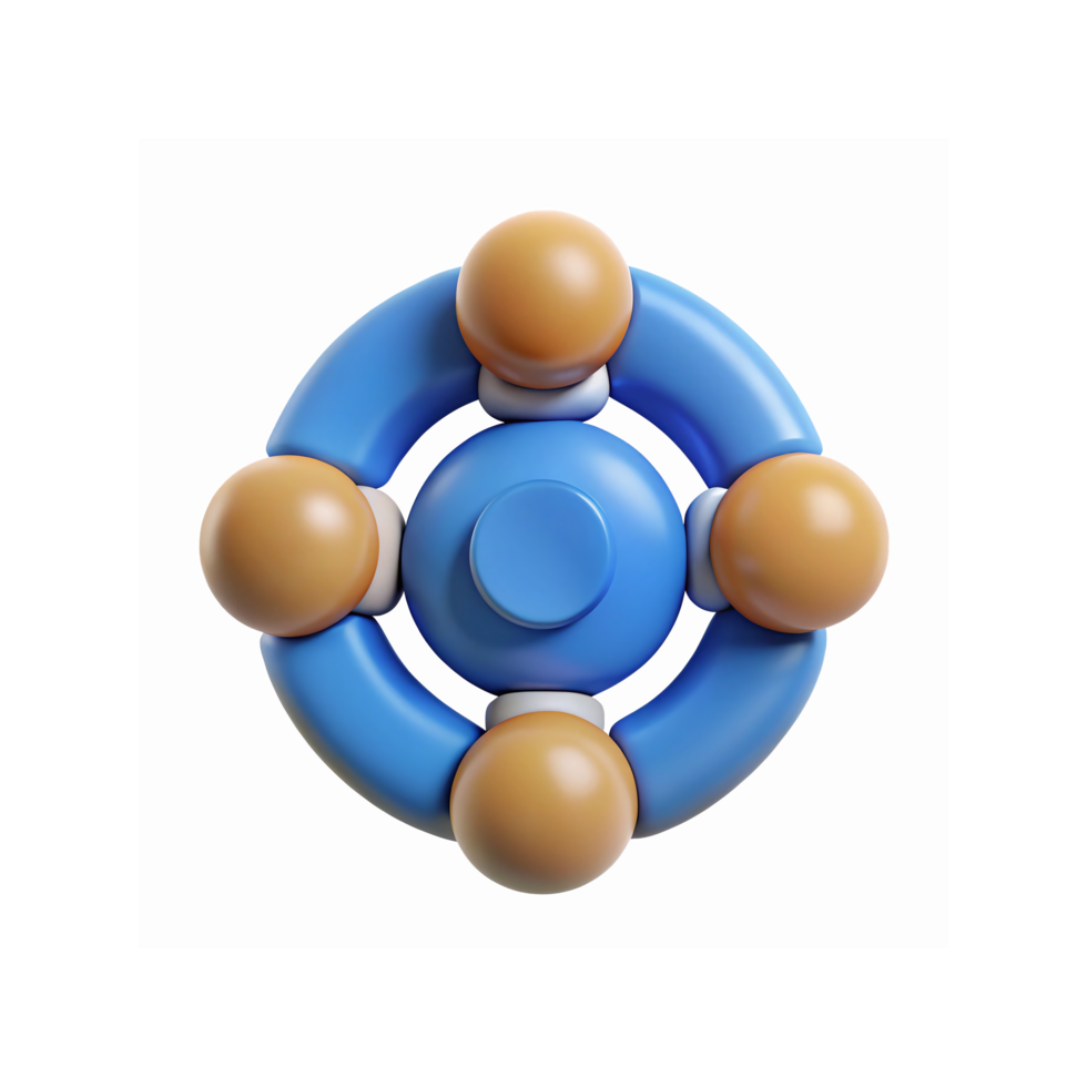 3D Abstract Blue Circular Structure With Orange Spheres Symbolizing Connection and Unity png