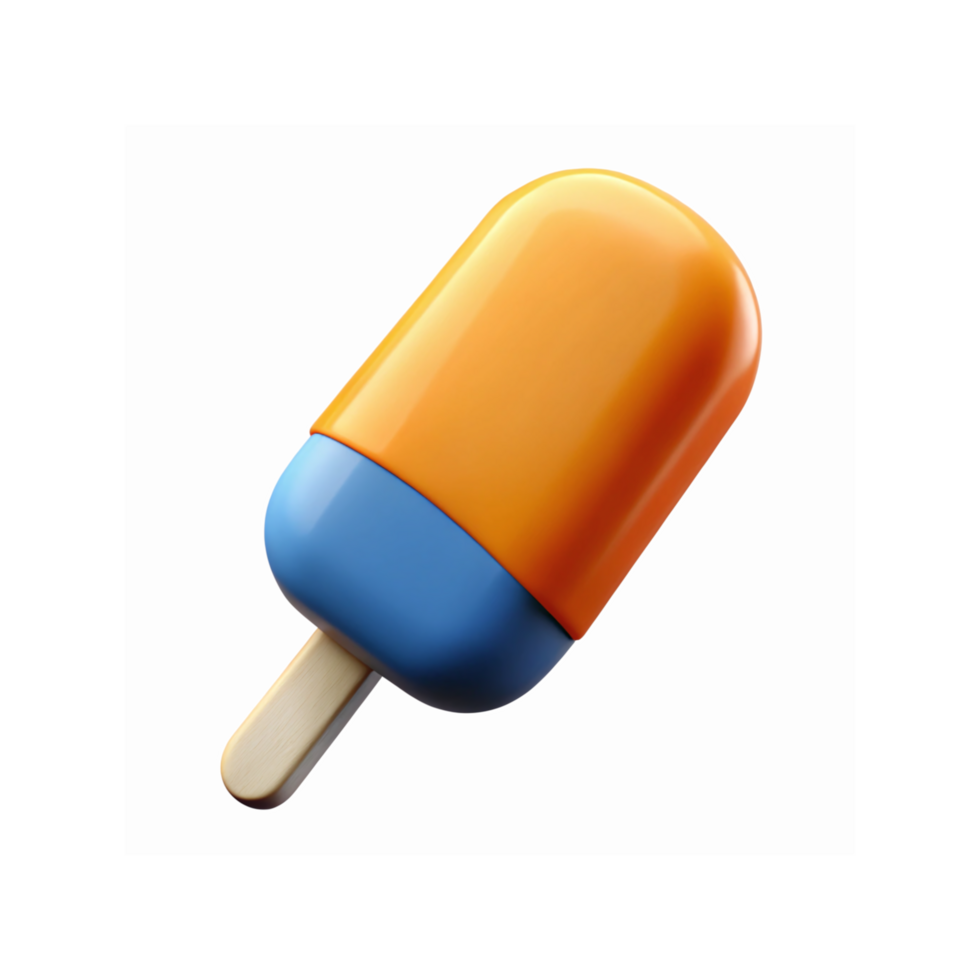 Orange and Blue Ice Cream Popsicle with Wooden Stick on Transparent Background for Sweet Treat Design png