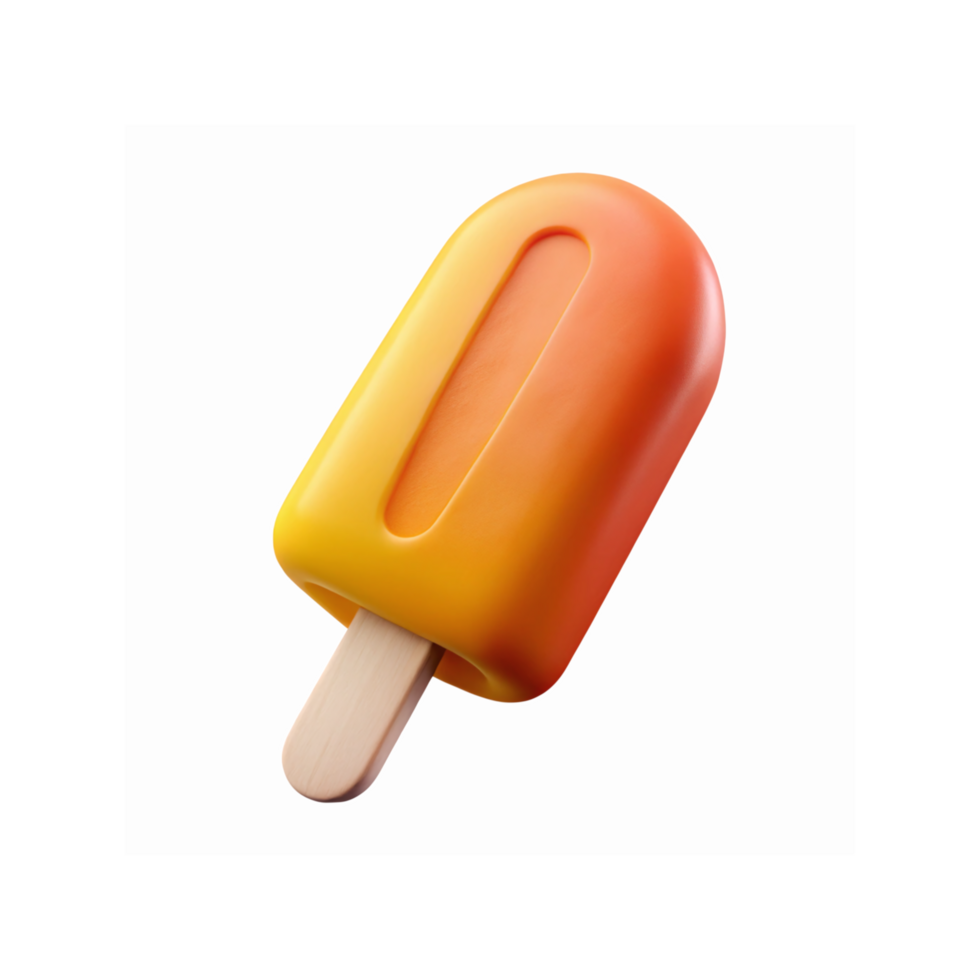Bright Orange Yellow Gradient Popsicle Ice Cream on Wooden Stick with Transparent Background png