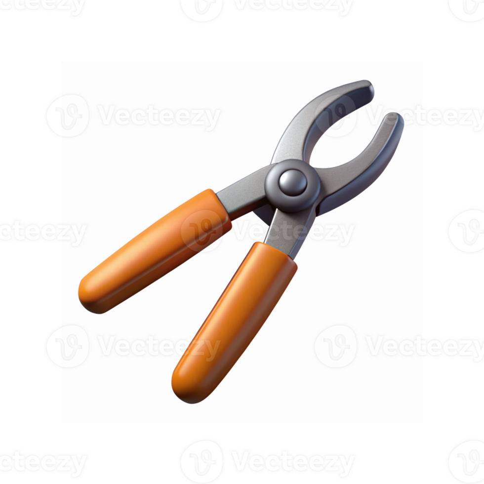 Orange Handheld Metal Pliers with Steel Head and Grip Handles for Repair and Crafting Tools png