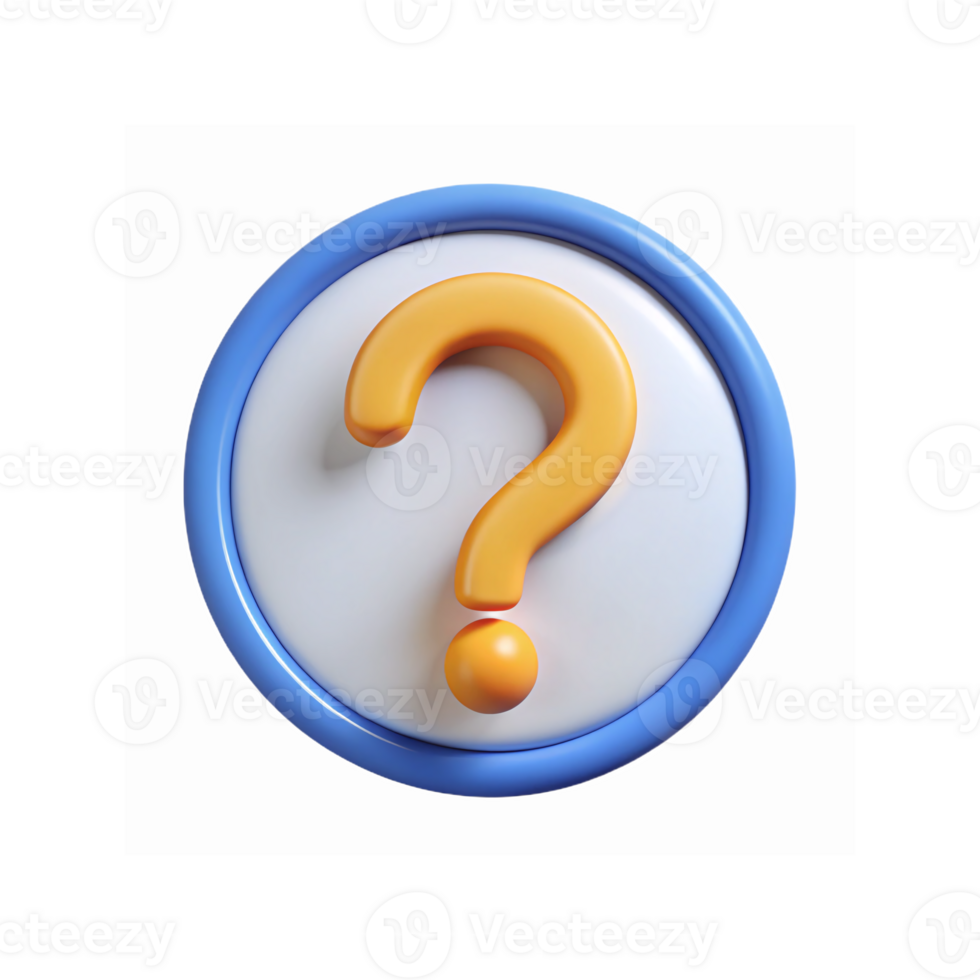 3d Jaune question marque icône sur blanc circulaire Contexte avec bleu frontière pour problème résolution et FAQ png