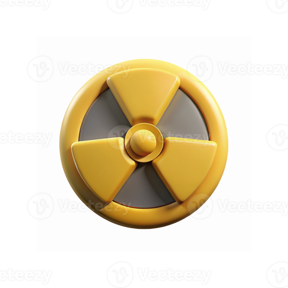Yellow Radiation Hazard Symbol Icon with Gray Background for Nuclear Safety and Warning Signage png