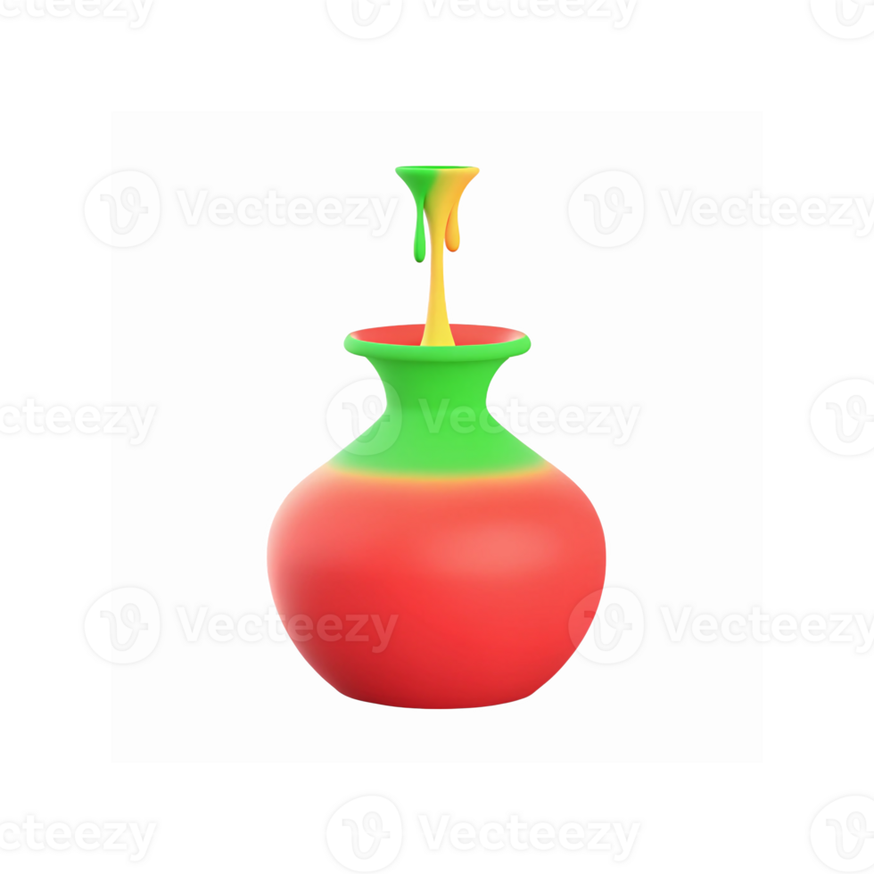 Gradient Red and Green Vase with Yellow Paint Splash on Transparent Background for Creative Design png