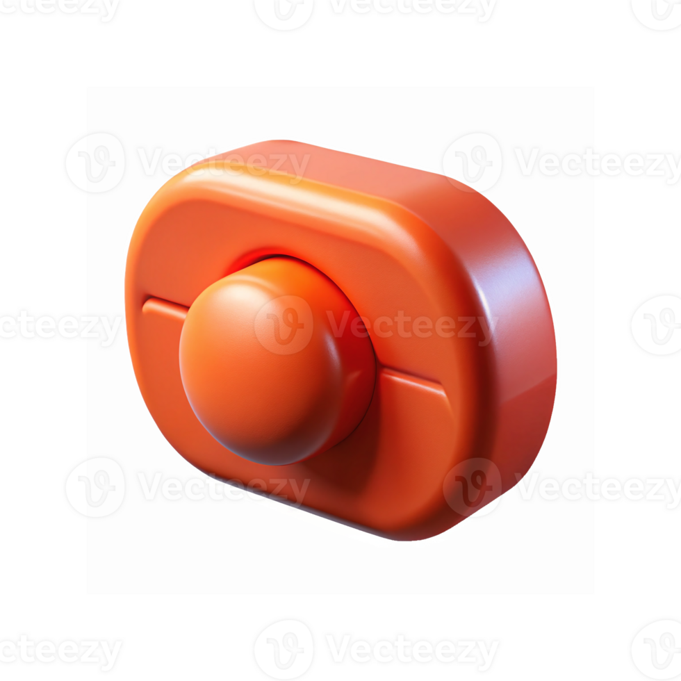 Minimalist Orange Button Icon with Rounded Shape and Glossy Finish for UI or App Design png