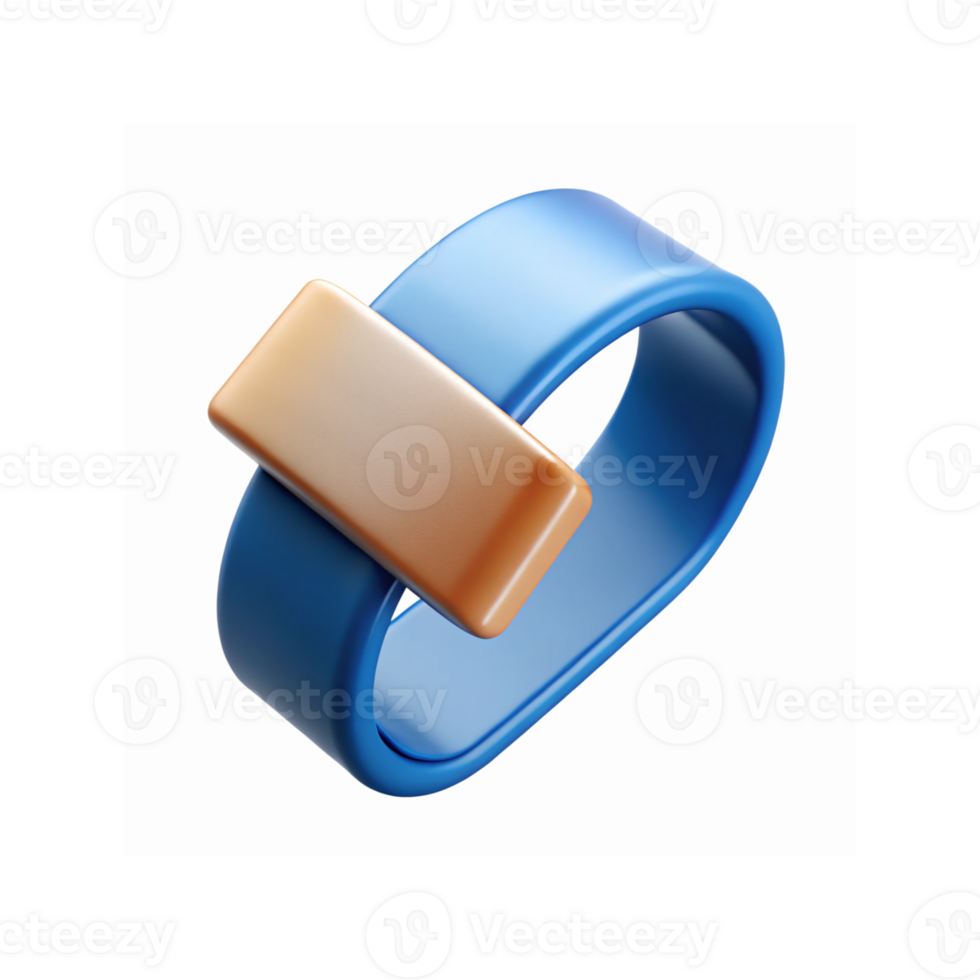 Modern Blue Bracelet with Metallic Gold Rectangular Accent in Minimalist Design png