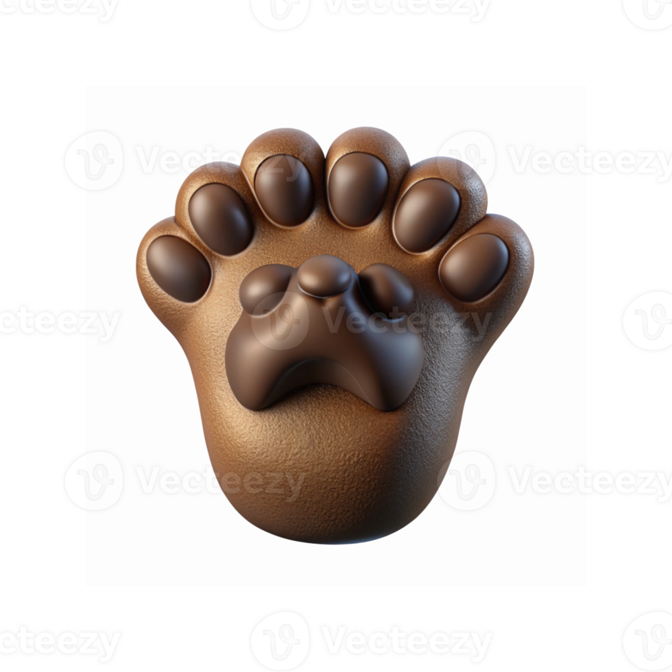 Realistic Brown Animal Paw Print Closeup with Smooth Texture Isolated on Transparent Background png