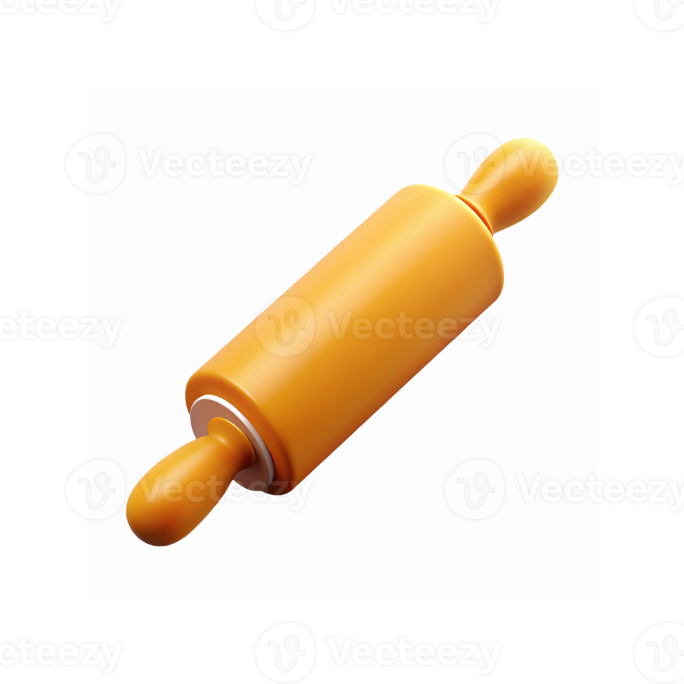 Orange Wooden Rolling Pin Kitchen Tool for Baking Dough Preparation and Culinary Use png