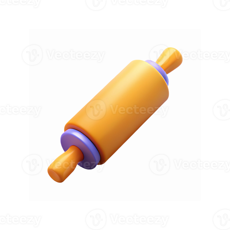 Bright Orange and Purple Rolling Pin Isolated on Transparent Background for Baking and Cooking Tools png