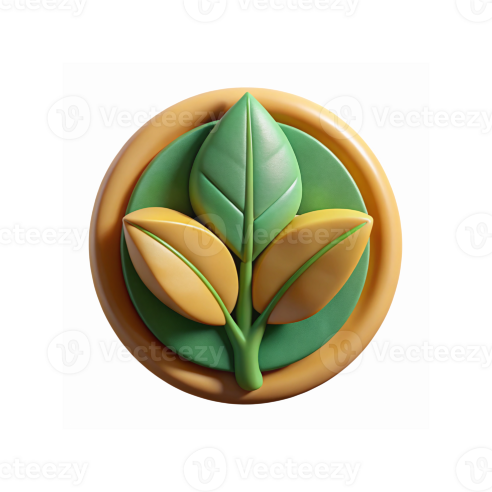 Green Yellow Leaf Icon With Circular Emblem Eco Symbol For Sustainability And Nature Concepts png