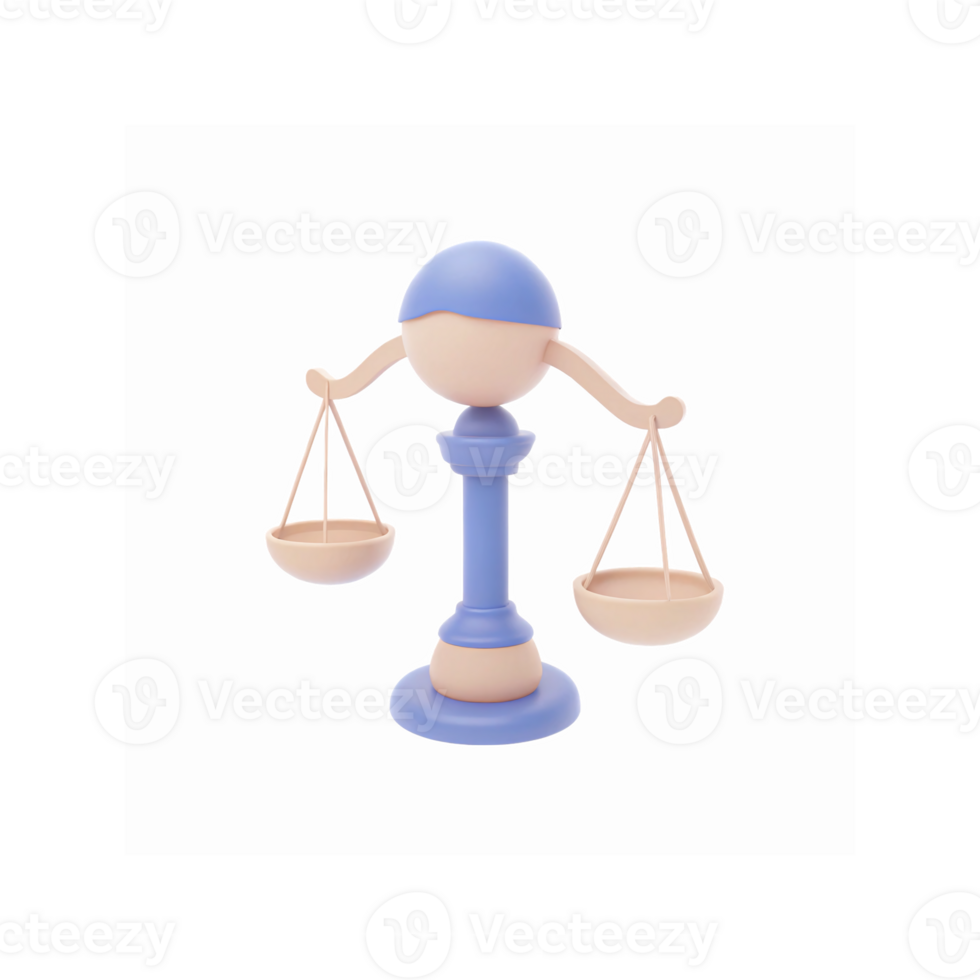 Minimalistic 3D Scale of Justice in Pastel Blue and Pink for Law and Balance Concept png