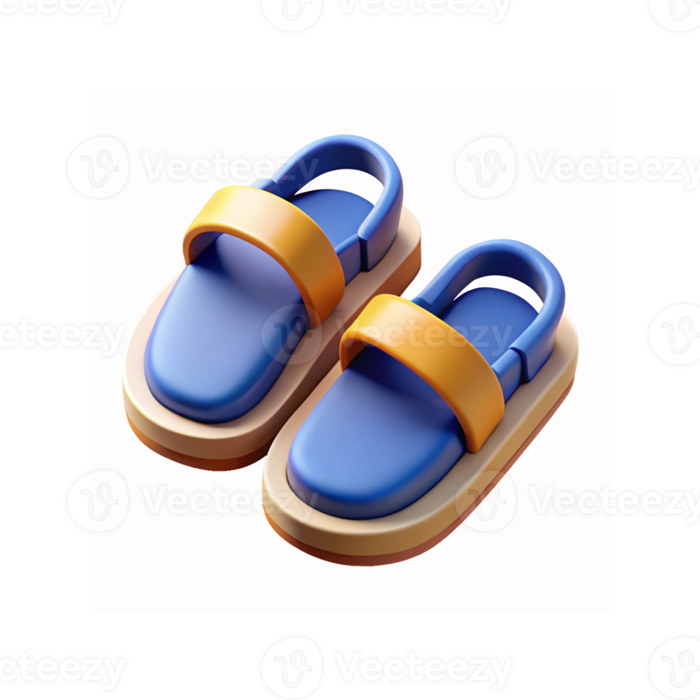 Bright Blue and Yellow Modern Sandals with Bold Straps and Minimalist Design for Summer Wear png