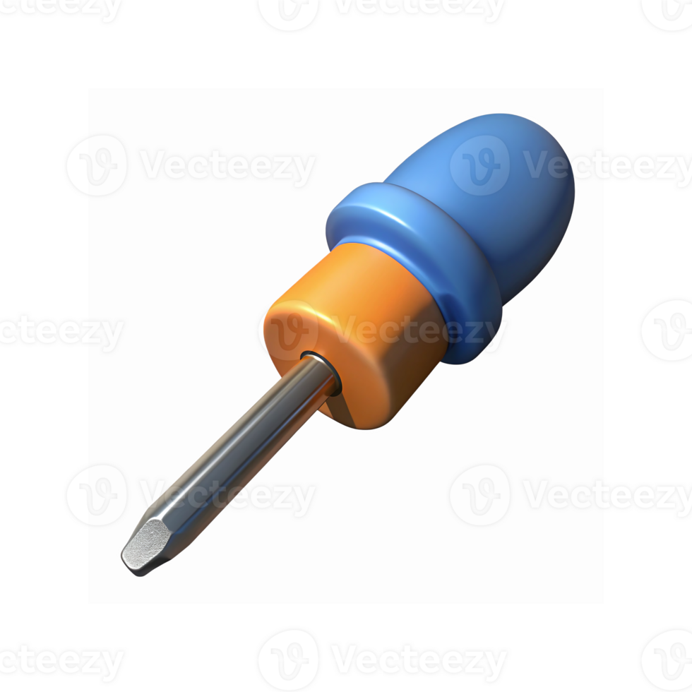 Blue and Orange Handheld Screwdriver with Steel Tip for DIY Tools and Construction Projects png