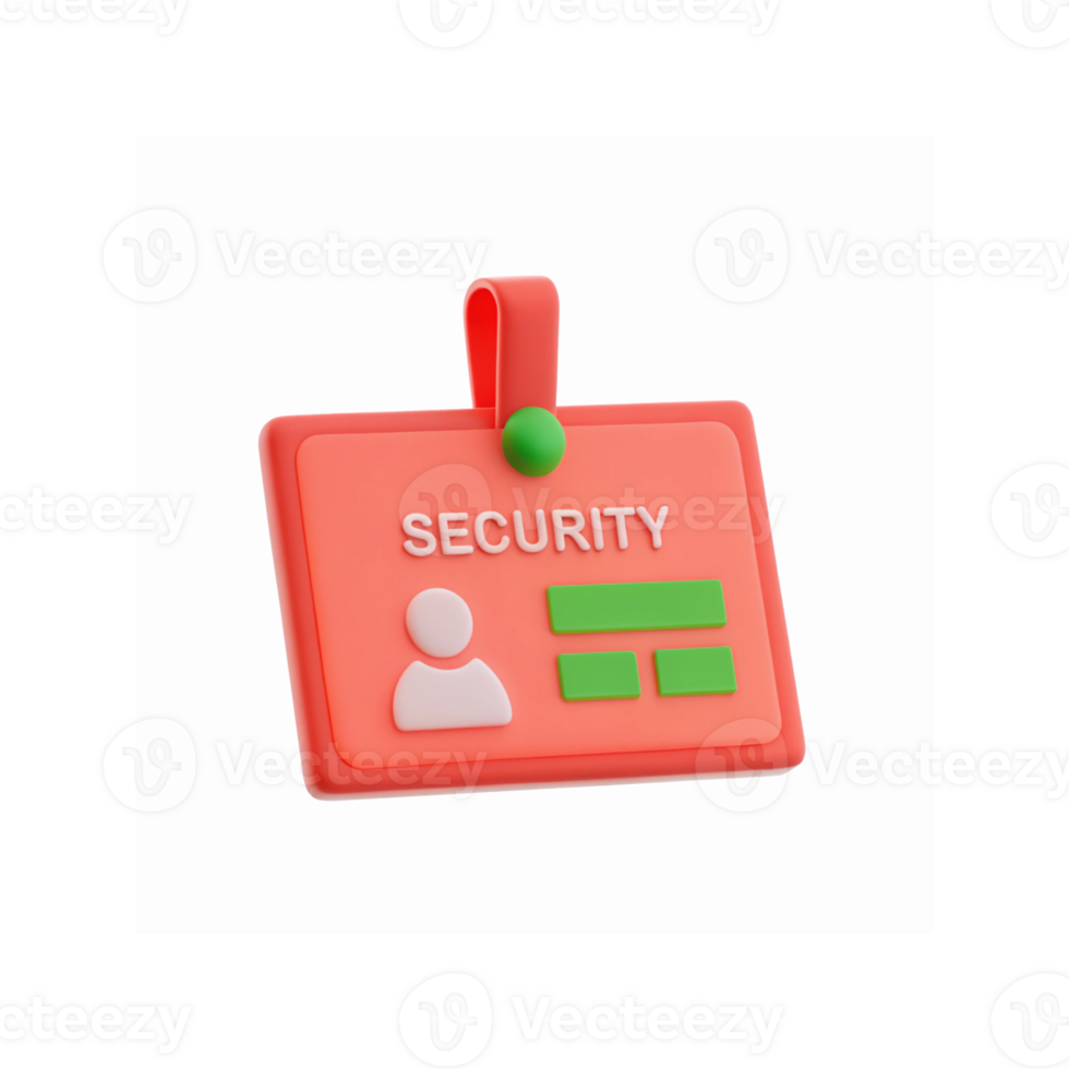 Bright Orange Security ID Badge With Green Clip And Abstract Design On Transparent Background png