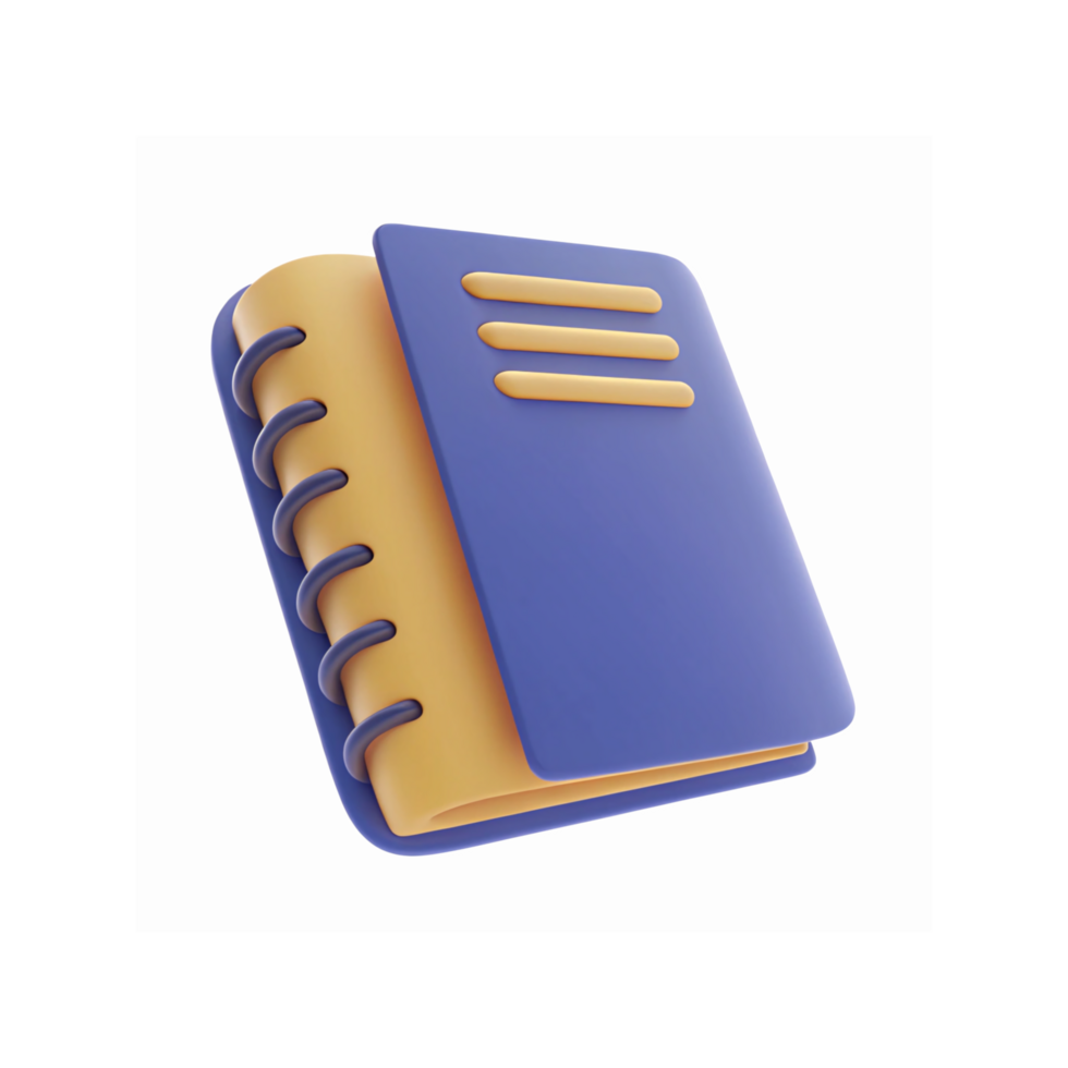 Blue and Yellow Spiral Notebook Icon with Minimalistic Design and Transparent Background for Education png