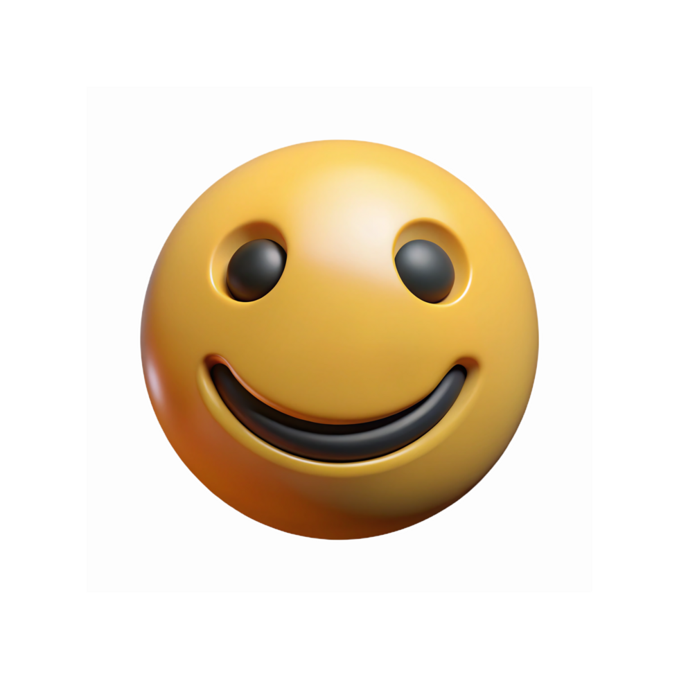 Yellow Smiley Face Emoji with Black Eyes and Happy Expression on Transparent Background png