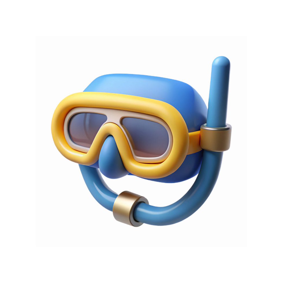 Blue and Yellow Snorkel Mask for Underwater Diving and Swimming Enthusiasts Isolated on Transparent Background png