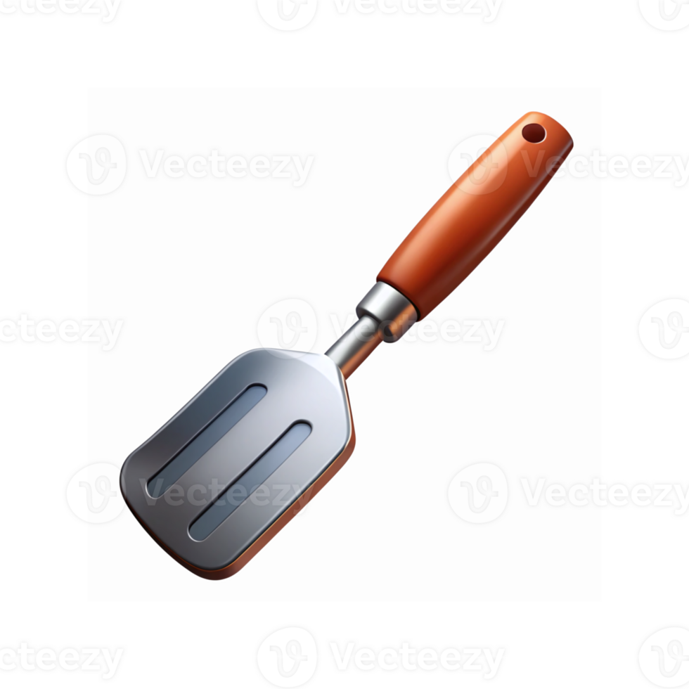 Metal Kitchen Spatula with Wooden Handle for Cooking and Grilling on Transparent Background png