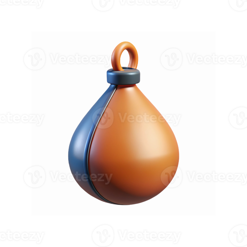 3D Orange Blue Punching Bag Isolated with Loop Holder for Fitness Training and Sports Design Concepts png