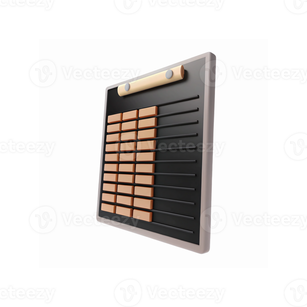 Black Rectangular Abacus with Wooden Beads for Education Math Learning Tool on Transparent Background png