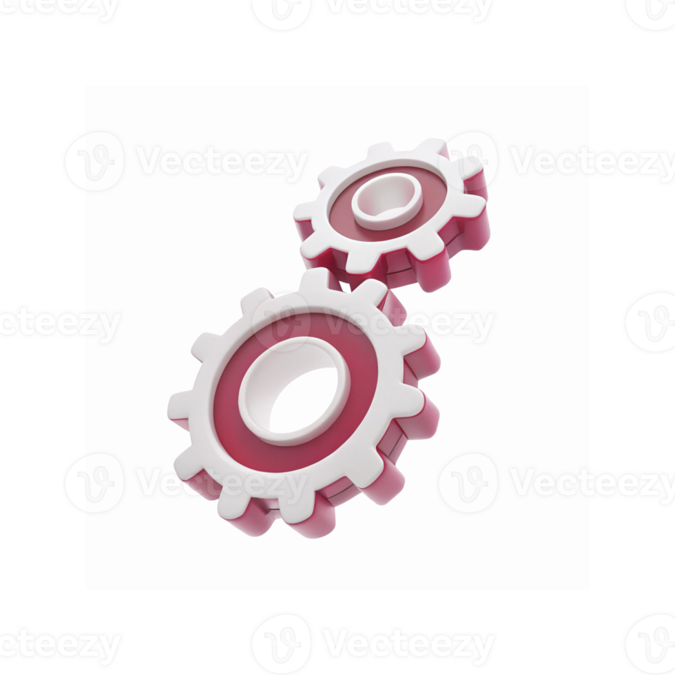 Pink and White Interlocking Gear Mechanism for Technology Engineering Concepts on Transparent Background png