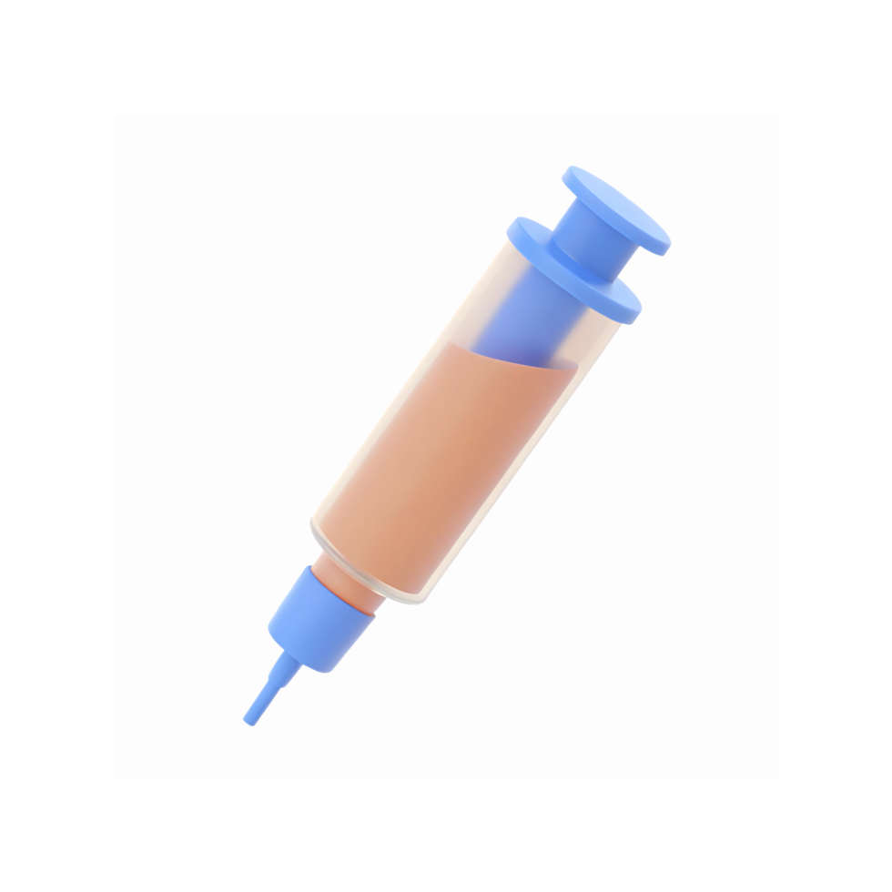 Plastic Syringe with Blue Plunger and Transparent Barrel for Medical or Cosmetic Applications png