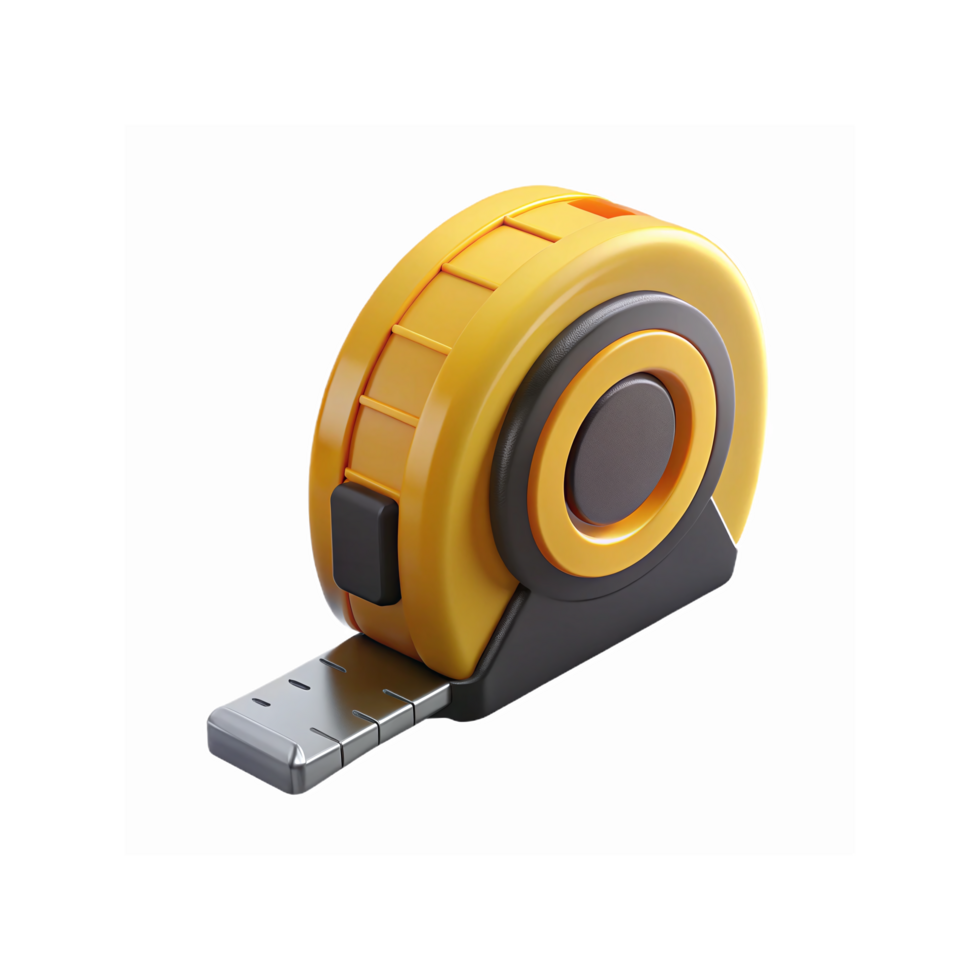 Yellow Plastic Measuring Tape with Metal Blade for Construction and DIY on Transparent Background png