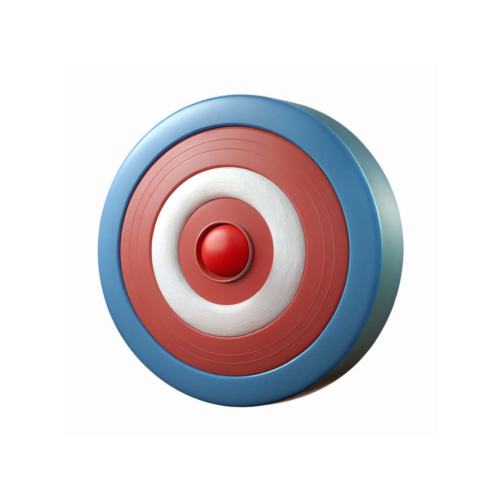 Abstract Red White Blue Circular Target Icon With Center Bullseye On Transparent Background png