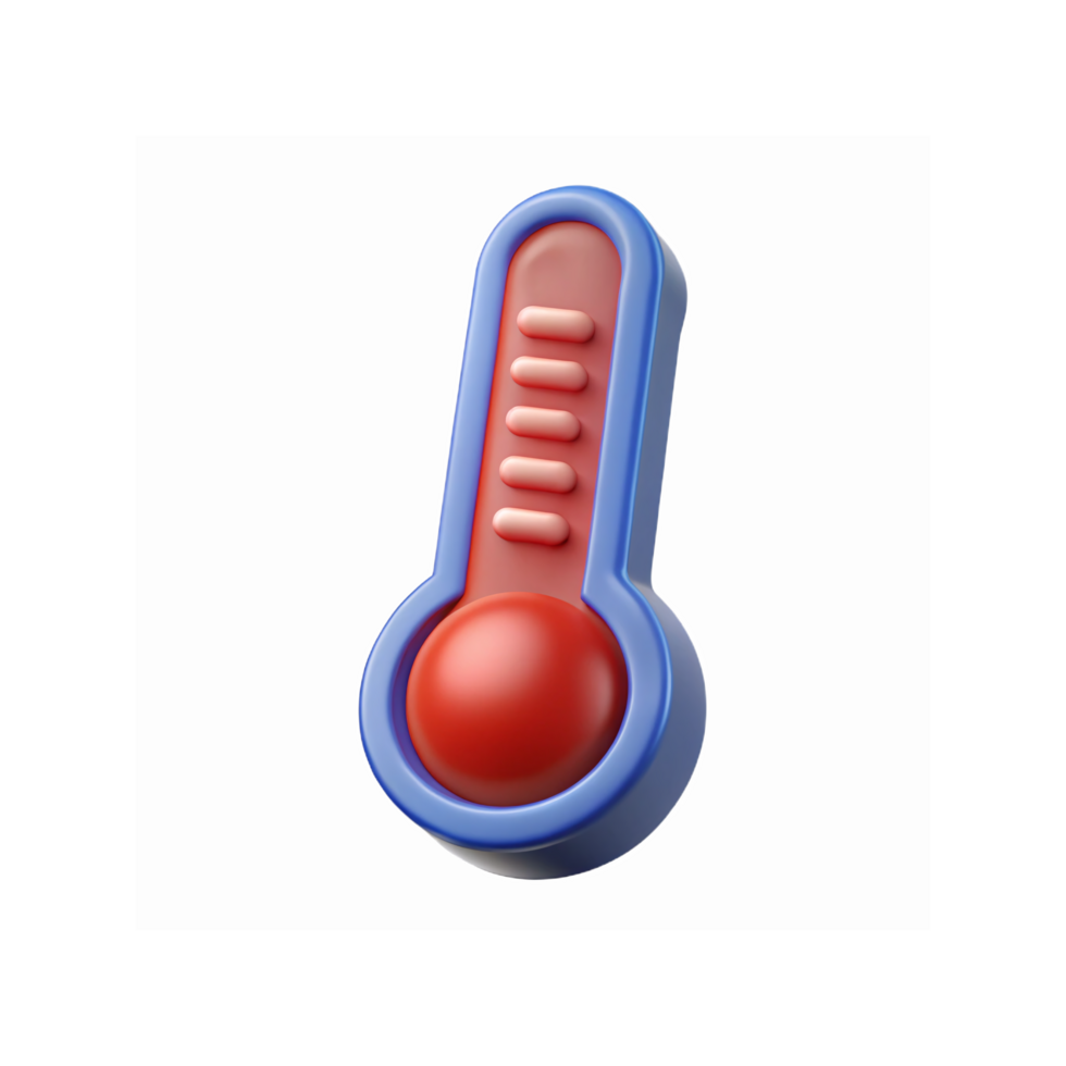 3D Render of Blue and Red Thermometer with Temperature Scale for Weather or Health Concepts png