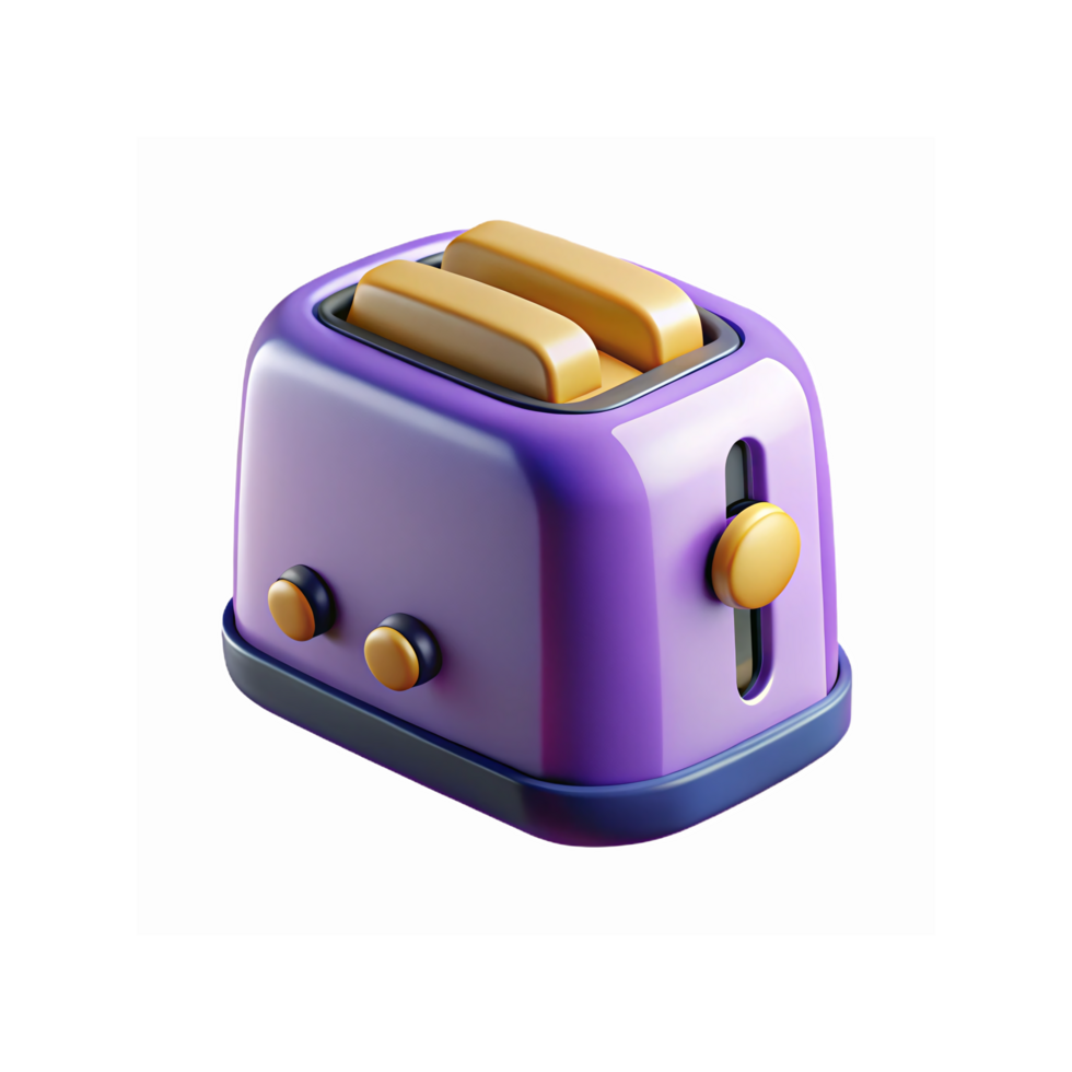 Vibrant Purple Toaster With Golden Buttons And Two Toast Slots For Modern Kitchen Design png