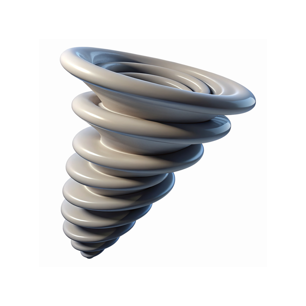 Glossy Metallic Spiral Tornado Shaped Abstract Design For Modern Art And Technology Concepts png