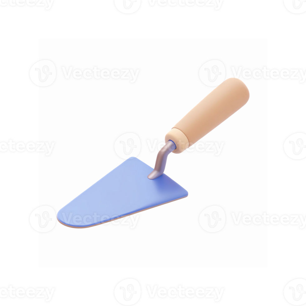 Blue Garden Trowel with Wooden Handle for Gardening and Potting Tools on Transparent Background png