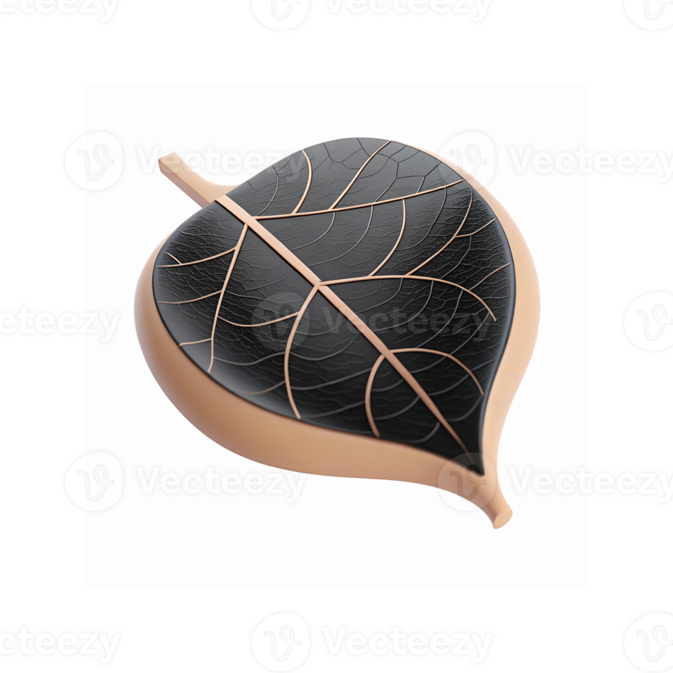 Black Leaf Design with Gold Outline on Transparent Background for Decorative Purposes and Art Projects png