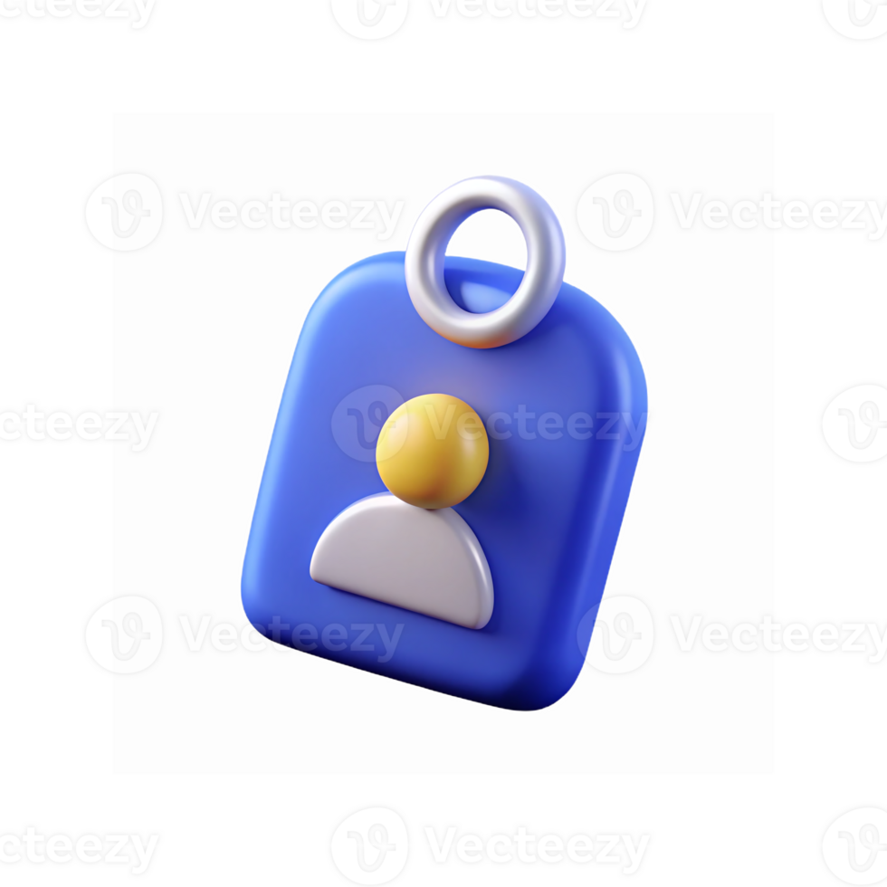 Blue Minimalist Keychain Design with White and Yellow Icon Featuring 3D Profile Symbol png