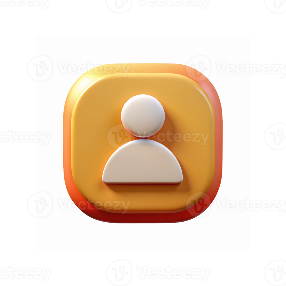 Yellow Gradient 3D Social Media User Profile Icon with White Figure on Transparent Background png
