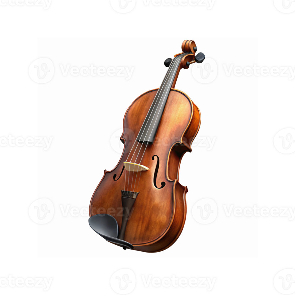 Classic Wooden Violin with Strings and Curved Scroll Isolated on Transparent Background for Music Concepts png