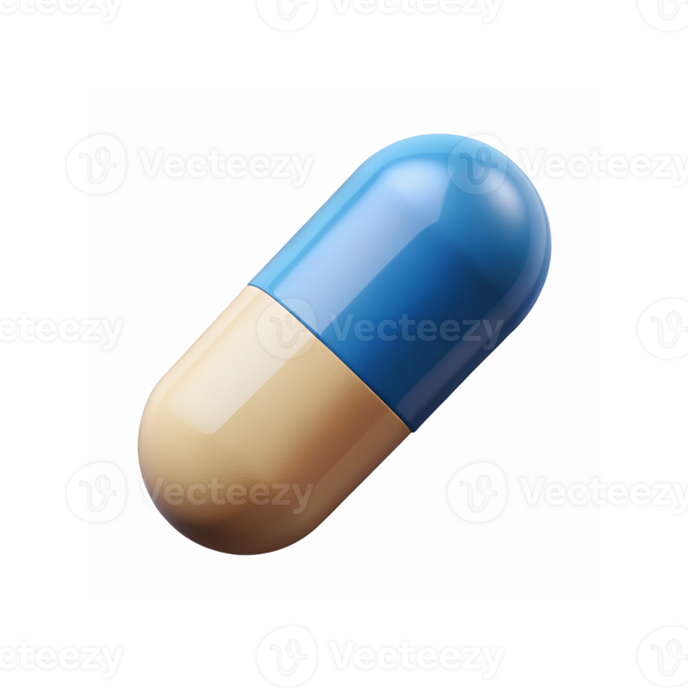 Blue And Beige Capsule Pill Closeup Medication Healthcare Pharmacy Transparent Background png