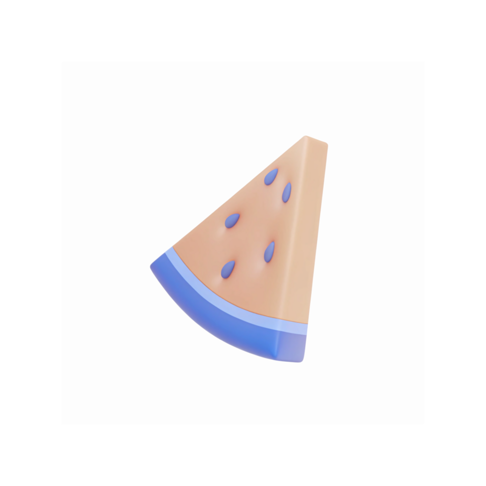 3D Pastel Watermelon Slice Icon with Vibrant Blue and Peach Tones on Transparent Background png