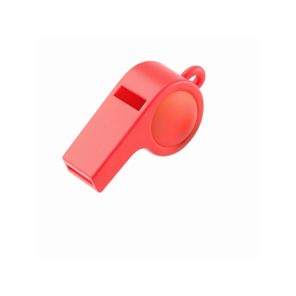 Red Plastic Sports Whistle for Referee Coaching Safety Emergency Alert Transparent Background png