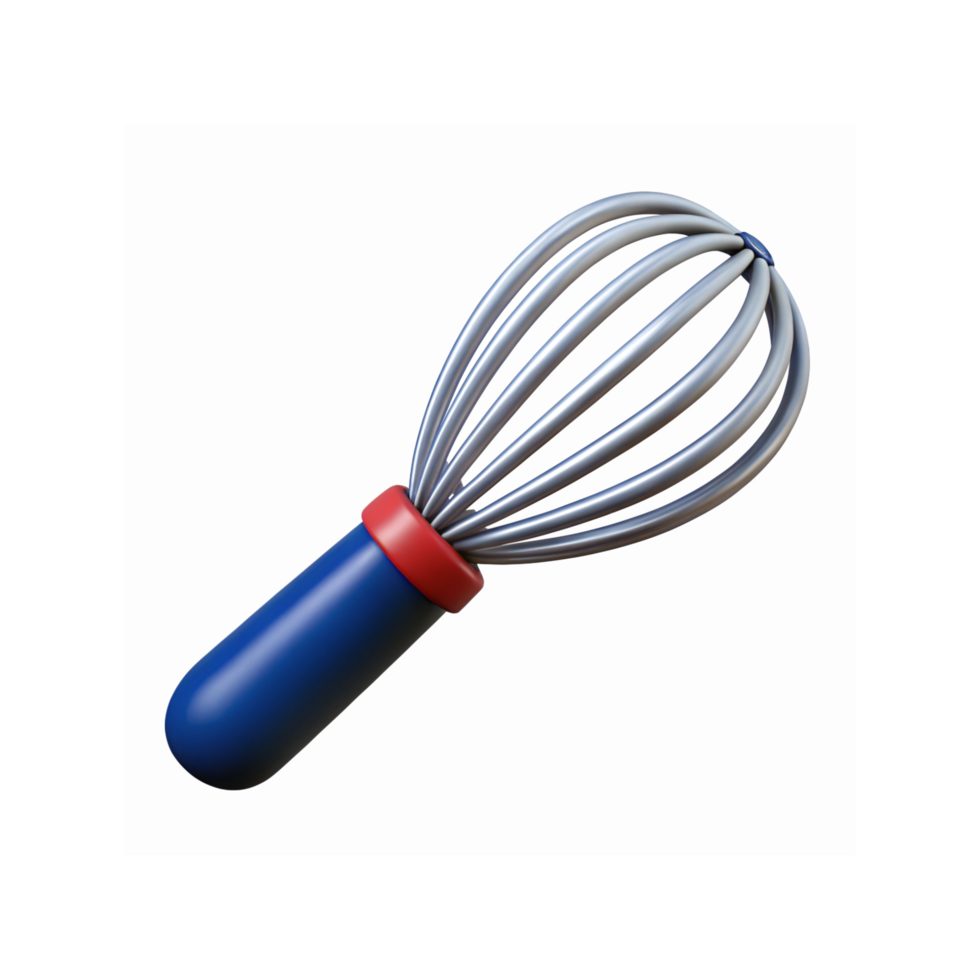 Blue Handle Wire Whisk with Red Accent for Baking and Cooking on Transparent Background png