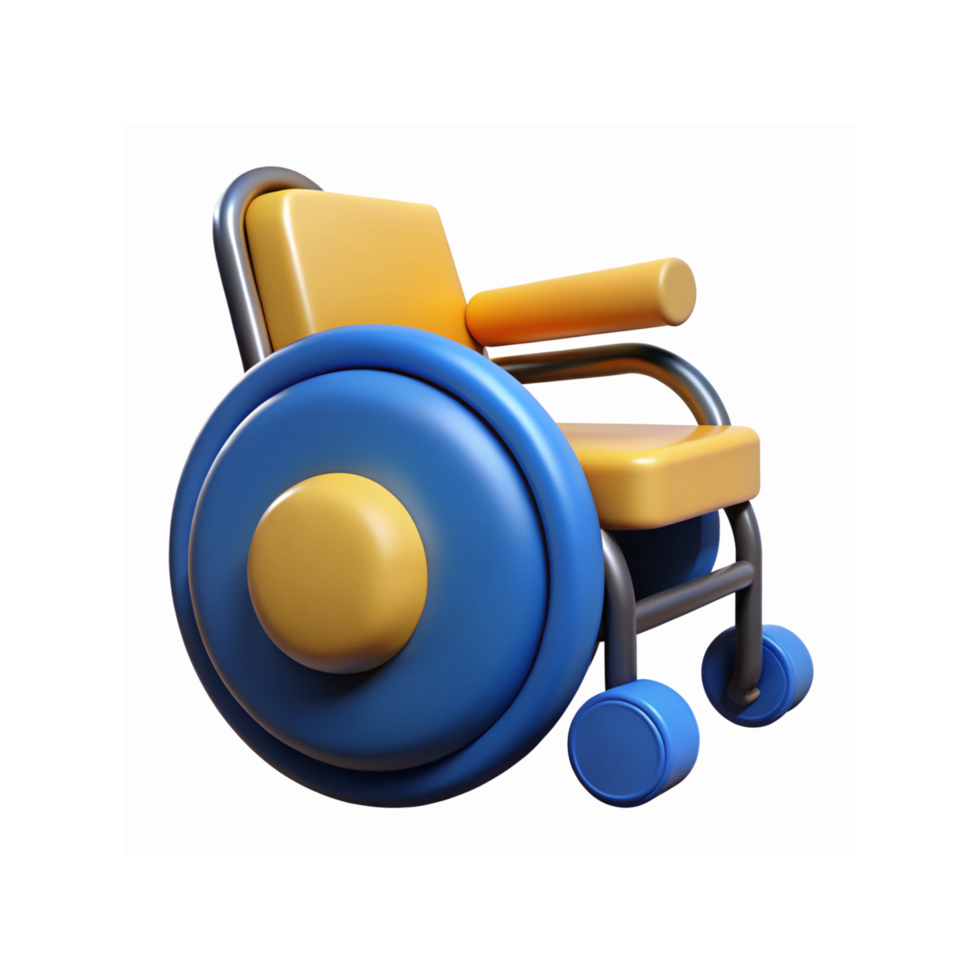 Modern Blue And Yellow Wheelchair For Mobility And Accessibility With Minimalist Design Concept Illustration png