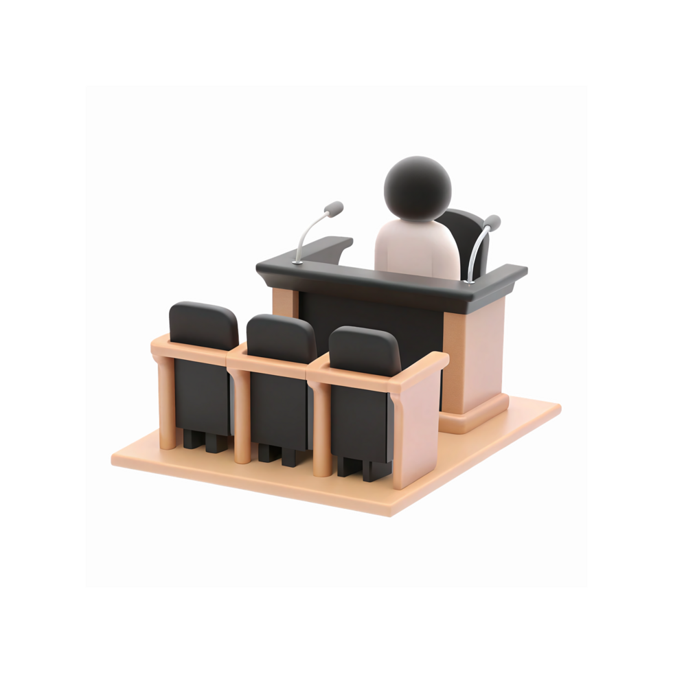 Modern Conference Podium Speaker Microphones and Audience Chairs for Professional Events png