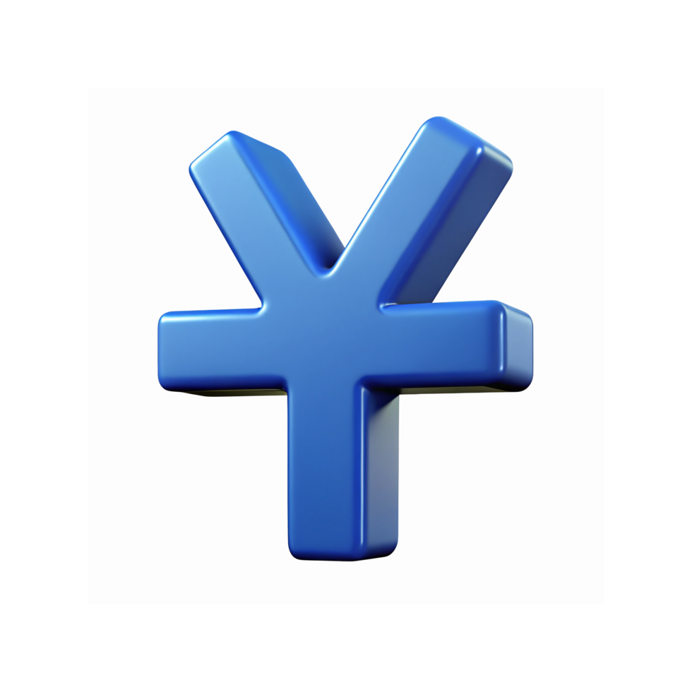 Blue Yen Currency Symbol 3D Render Illustration for Financial Concepts and Business Applications png