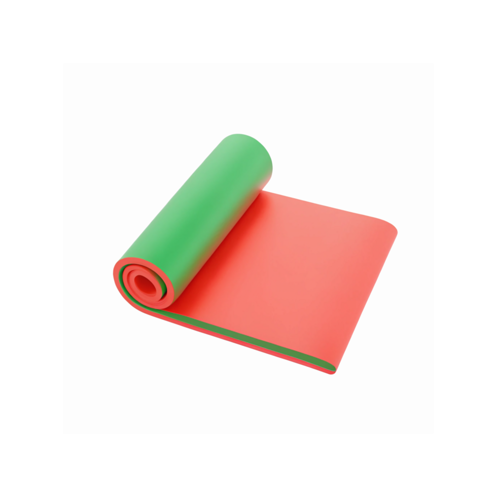 Green And Red Yoga Mat Roll With Minimalist Design For Fitness And Exercise On Transparent Background png
