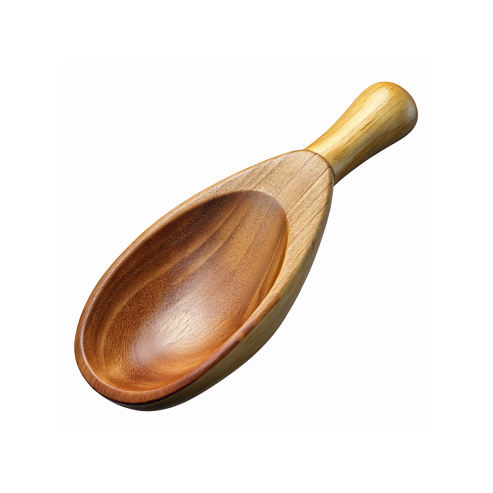 Wooden Scoop with Smooth Polished Finish for Kitchen and Baking Use on Transparent Background png