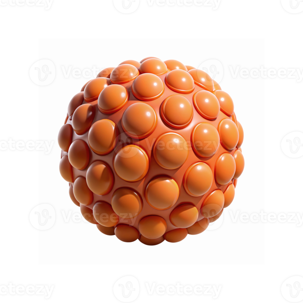 Glossy Orange Spherical Object with Raised Circular Patterns for Design and Abstract Concept png