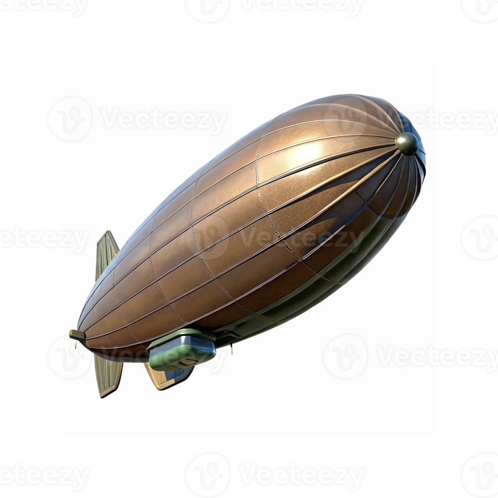 Vintage Copper Airship Isolated with Detailed Design and Transparent Background for Retro Concepts png