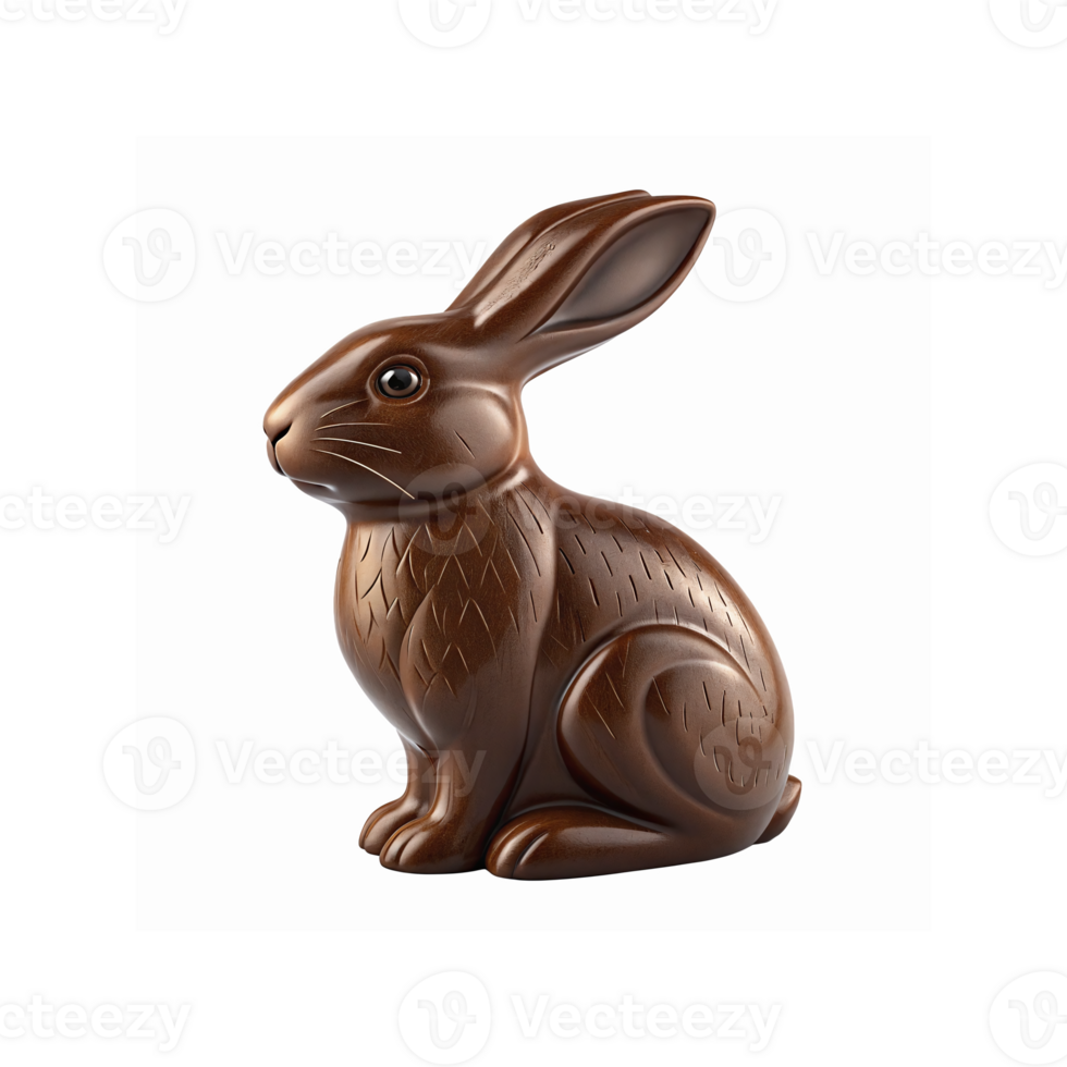 Chocolate Easter Bunny Sculpture with Detailed Carving and Glossy Finish for Gift or Decoration png